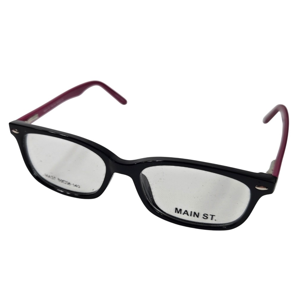 Main St MA37 Eyeglasses Frames Black Purple 50 18 140 Rectangle Spring Hinge NWT